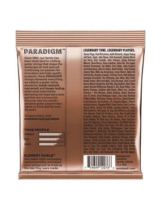 Ernie Ball 2076 Cuerdas Guitarra Acústica Folk 6 Cuerdas 12-54 Medium Light Paradigm Phosphor Bronze