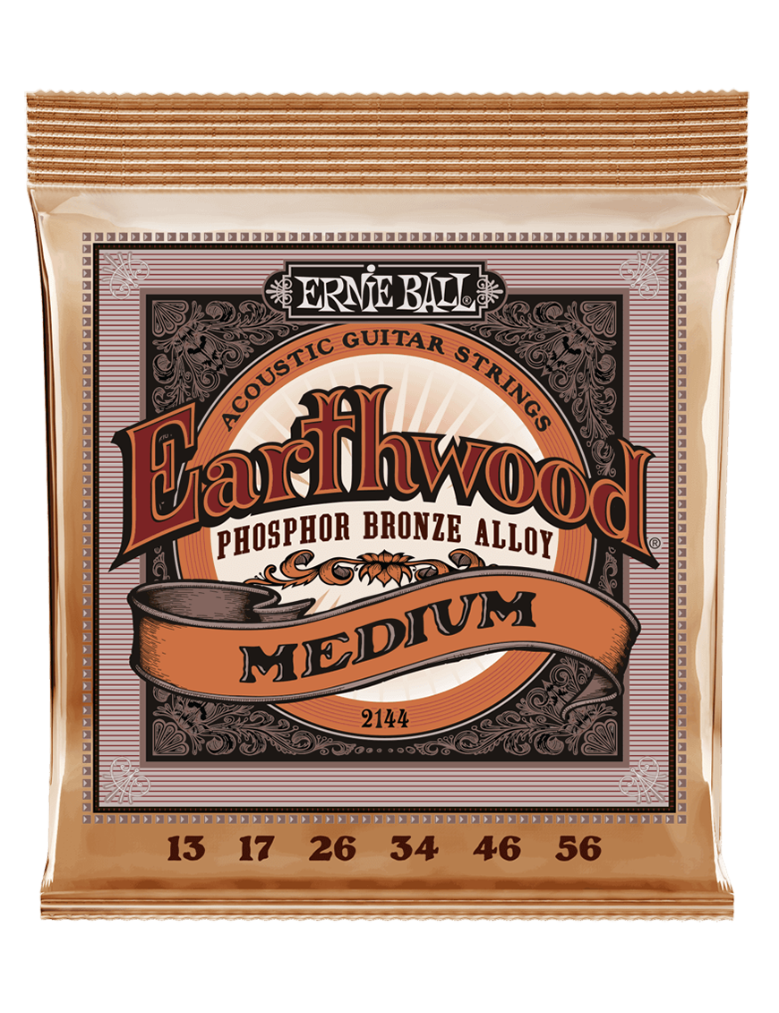 Ernie Ball® 2144 13-56 Earthwood Cuerdas Guitarra Acústica Medium Phosphor Bronze
