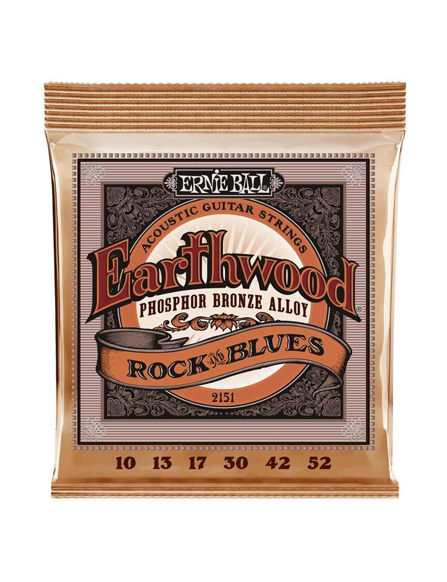 Ernie Ball® 2151 10-52 Earthwood Cuerdas Guitarra Acústica Rock and Blues Phosphor Bronze