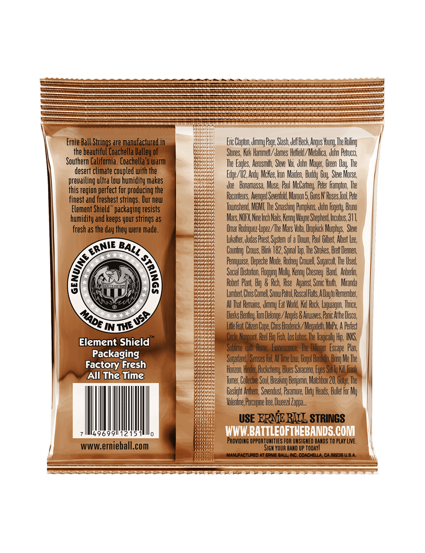 Ernie Ball® 2151 10-52 Earthwood Cuerdas Guitarra Acústica Rock and Blues Phosphor Bronze