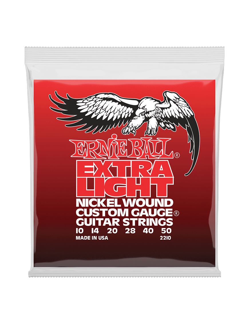 Ernie Ball® 2210 10-50 Cuerdas Guitarra Eléctrica Extra Light Custom Gauge® Nickel