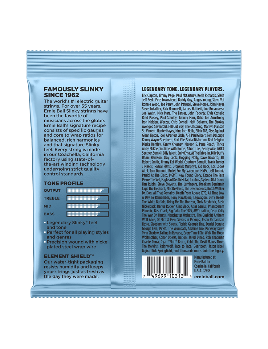 Ernie Ball® 2212 9.5-44 Slinky® Cuerdas Guitarra Eléctrica Primo Nickel