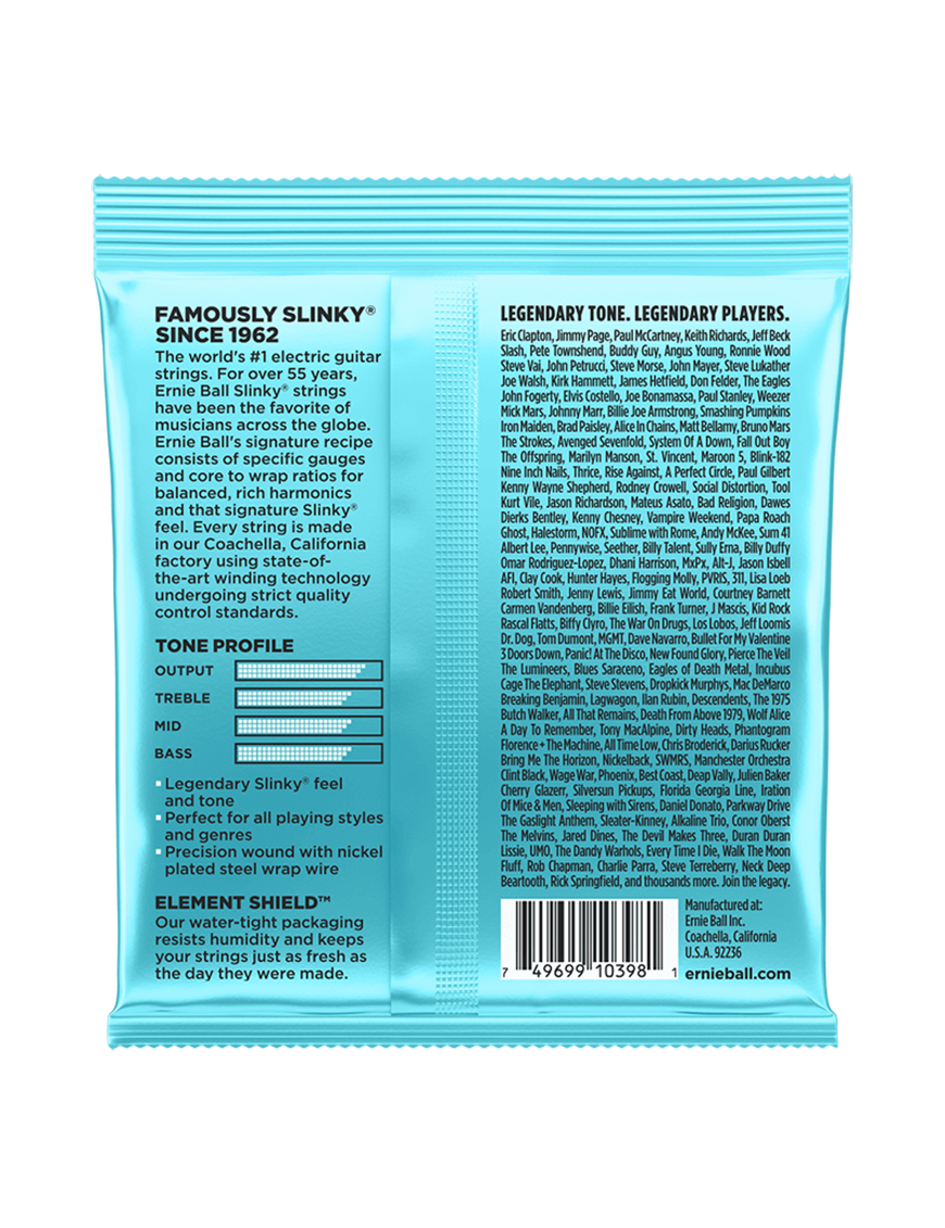 Ernie Ball® 2228 8.5-40 Slinky® Cuerdas Guitarra Eléctrica Mighty Nickel