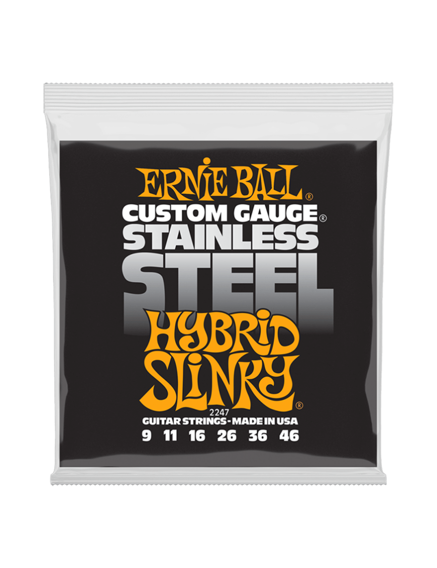 Ernie Ball® 2247 9-46 Cuerdas Guitarra Eléctrica Hybrid Slinky® STAINLESS STEEL