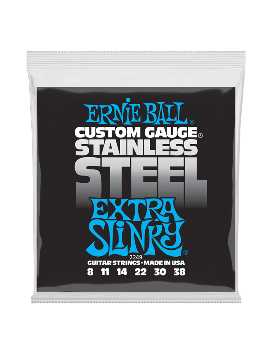 Ernie Ball® 2249 8-38 Cuerdas Guitarra Eléctrica Extra Slinky® STAINLESS STEEL