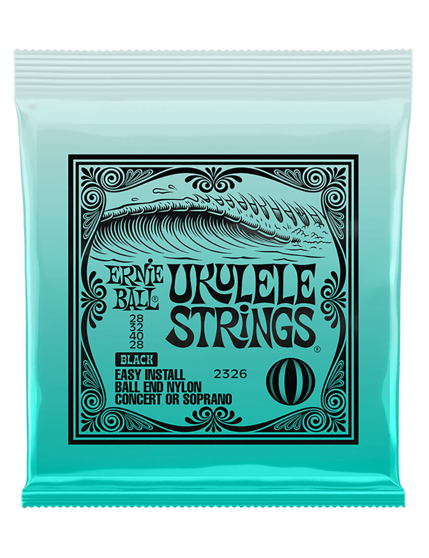Ernie Ball® 2326 Cuerdas Ukelele Concierto Soprano Nylon Black Ball End