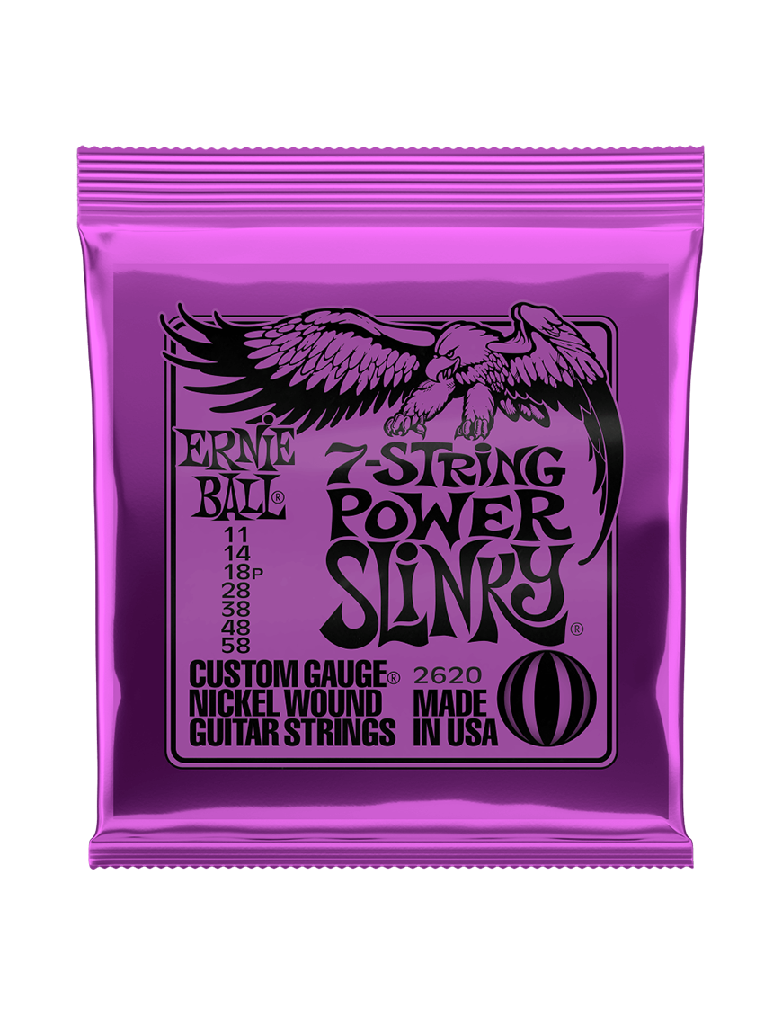 Ernie Ball® 2620 11-58 Slinky® Cuerdas Guitarra Eléctrica 7 Cuerdas Power Nickel
