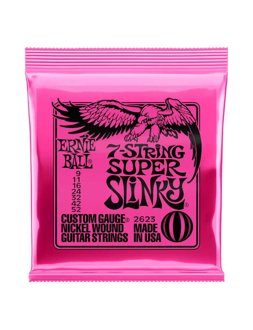 Ernie Ball® 2623 9-52 Slinky® Cuerdas Guitarra Eléctrica 7 Cuerdas Super Nickel
