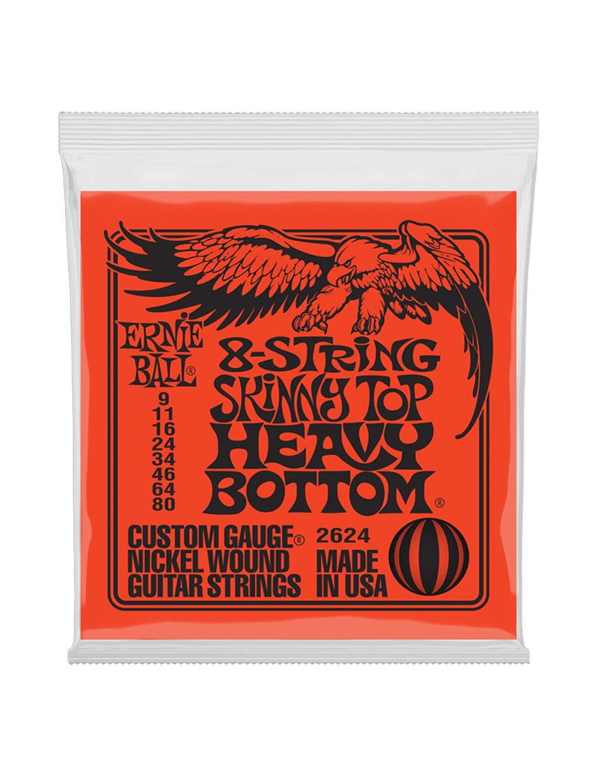 Ernie Ball® 2624 9-80 Cuerdas Guitarra Eléctrica 8 Cuerdas Skinny Top Heavy Bottom® Nickel