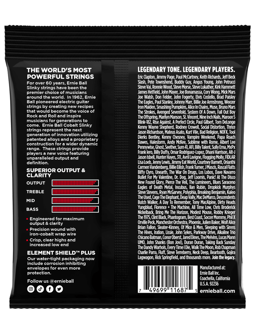 Ernie Ball® 2716 11-52 Cobalt Slinky® Cuerdas Guitarra Eléctrica