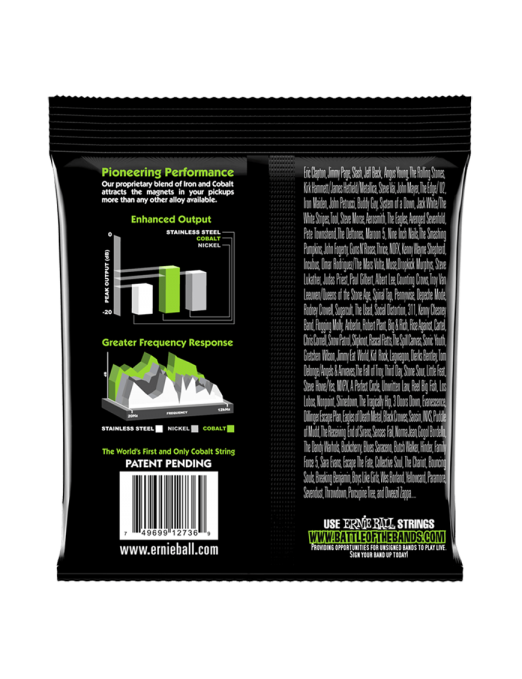 Ernie Ball® 2736 45-130 Cobalt Slinky® Cuerdas Bajo Eléctrico 5 Cuerdas Regular
