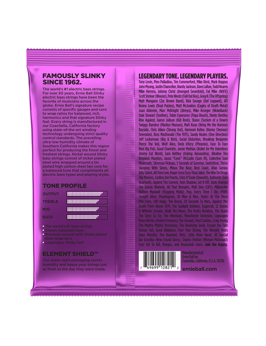 Ernie Ball® 2821 50-135 Slinky® Cuerdas Bajo Eléctrico 5 Cuerdas Power Nickel