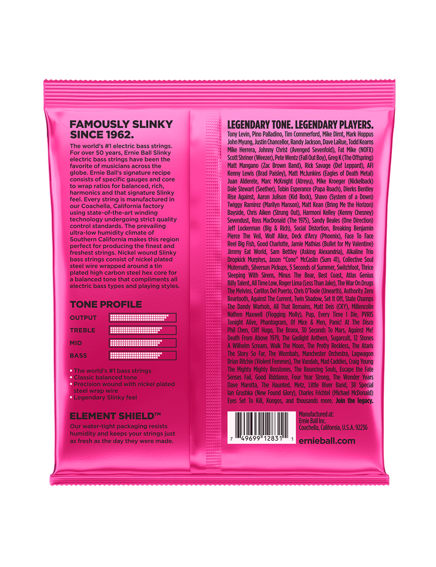 Ernie Ball® 2834 45-100 Slinky® Cuerdas Bajo Eléctrico Super Nickel