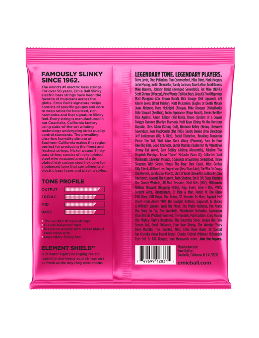Ernie Ball® 2834 45-100 Slinky® Cuerdas Bajo Eléctrico Super Nickel