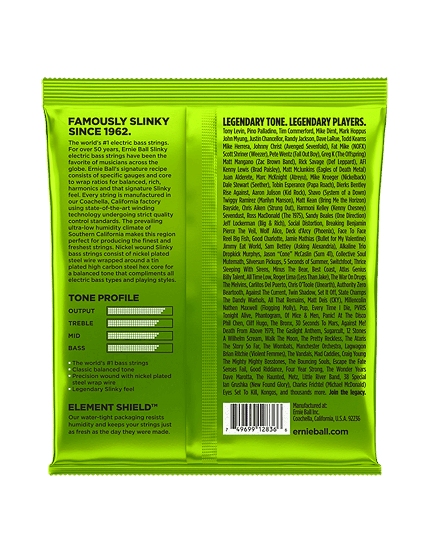 Ernie Ball 2836 Cuerdas Bajo Eléctrico 5 Cuerdas Regular Slinky Nickel 45-130