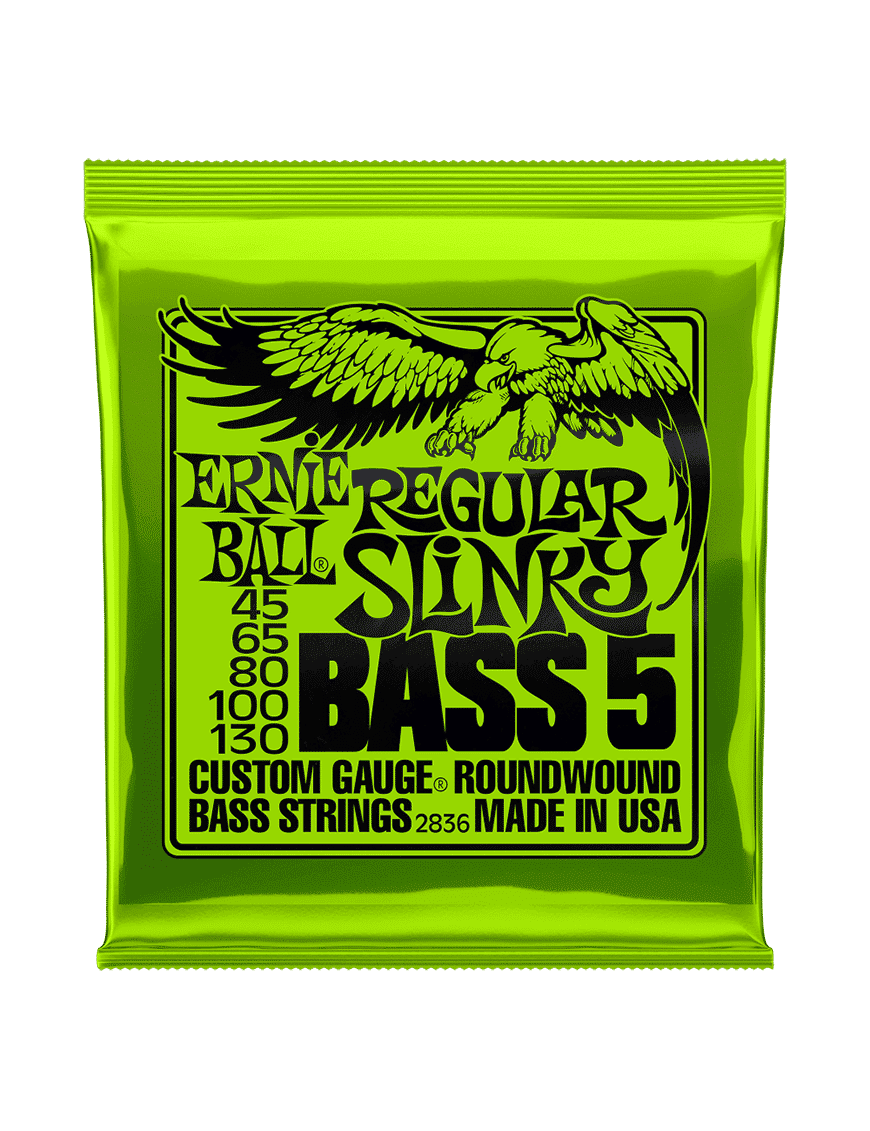 Ernie Ball 2836 Cuerdas Bajo Eléctrico 5 Cuerdas Regular Slinky Nickel 45-130