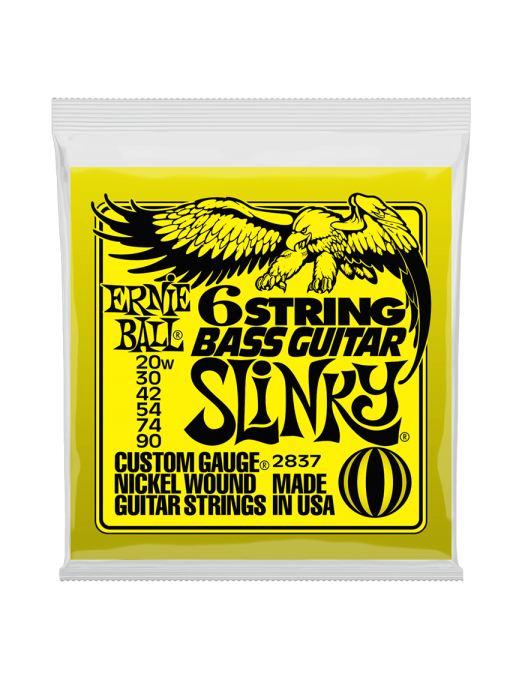 Ernie Ball® 2837 20-90 Short-Scale Slinky® Cuerdas Bajo Eléctrico 6 Cuerdas Nickel