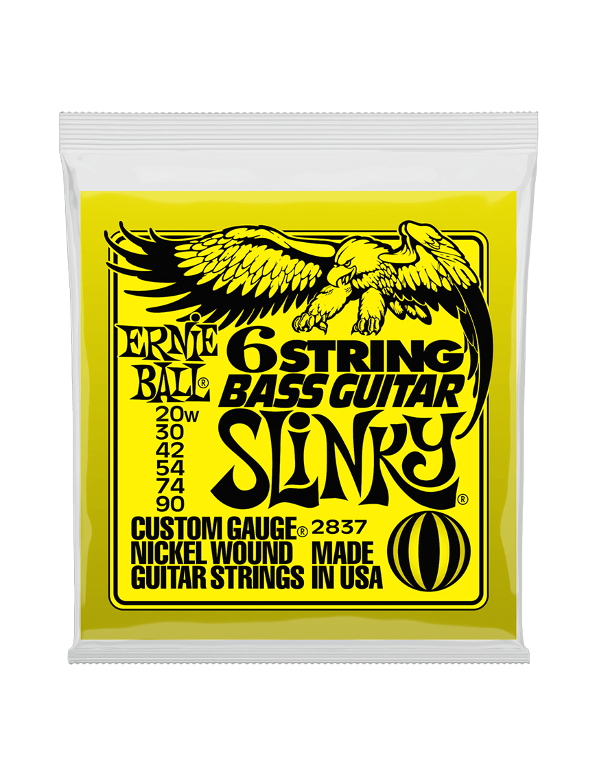 Ernie Ball® 2837 20-90 Short-Scale Slinky® Cuerdas Bajo Eléctrico 6 Cuerdas Nickel