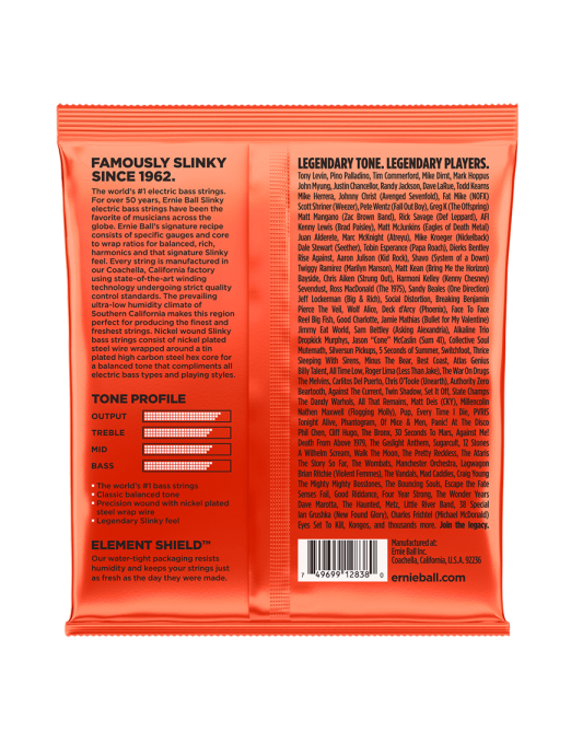 Ernie Ball® 2838 32-130 Long Scale Slinky® Cuerdas Bajo Eléctrico 6 Cuerdas Nickel