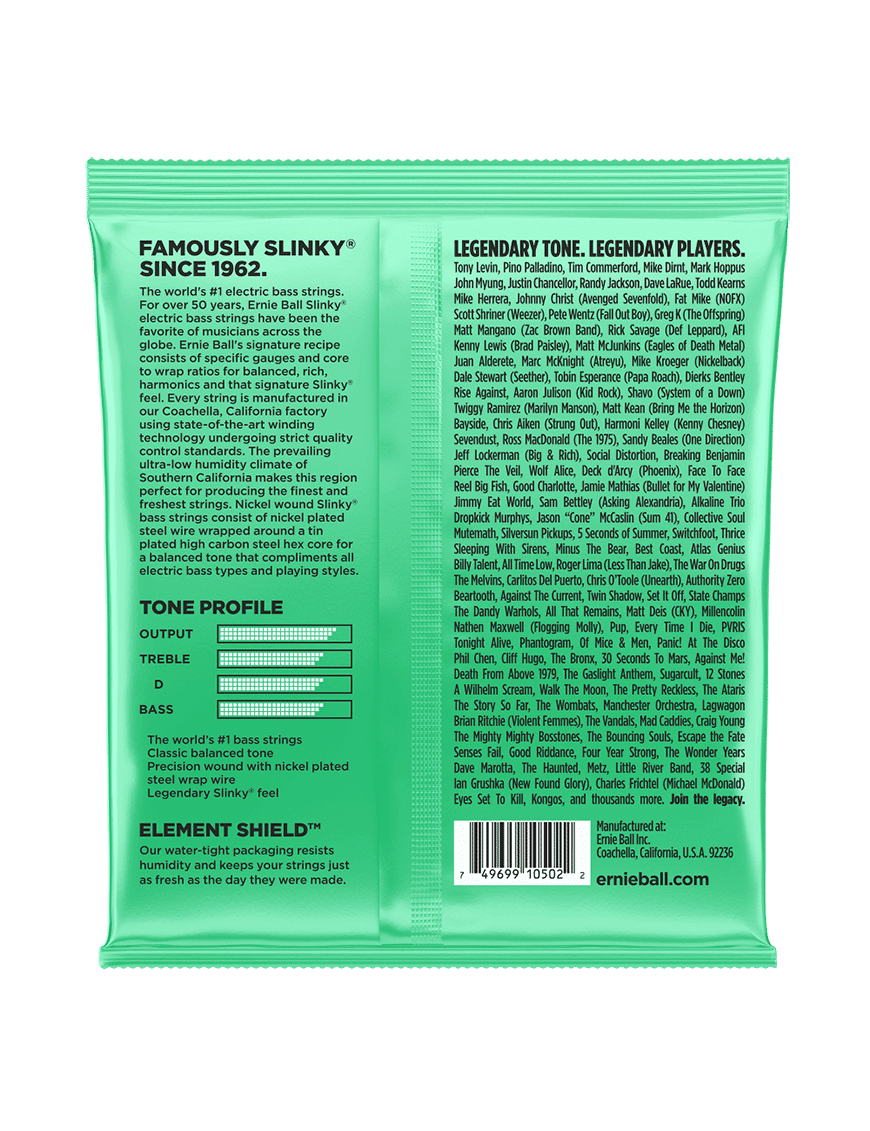 Ernie Ball® 2841 40-100 Slinky® Cuerdas Bajo Eléctrico Hyper Nickel