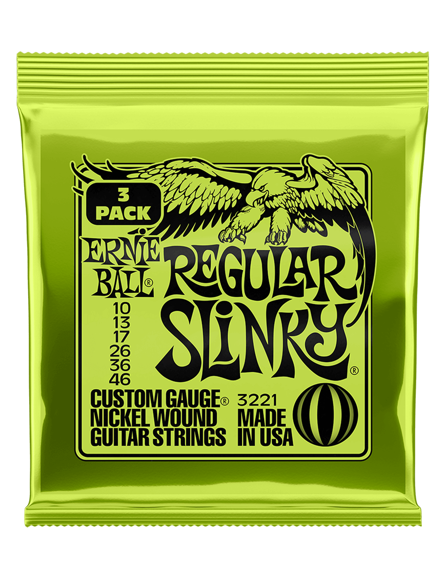 Ernie Ball® 3221 10-46 3Pack Regular Slinky® Cuerdas Guitarra Eléctrica Nickel