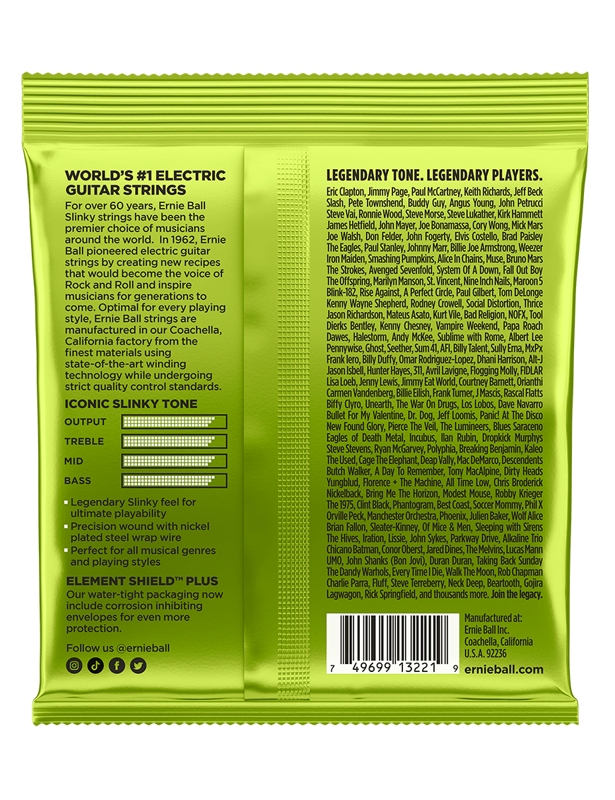 Ernie Ball® 3221 10-46 3Pack Regular Slinky® Cuerdas Guitarra Eléctrica Nickel