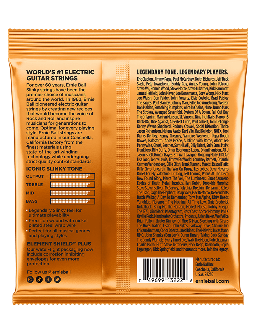 Ernie Ball® 3222 9-46 3Pack Hybrid Slinky® Cuerdas Guitarra Eléctrica Nickel