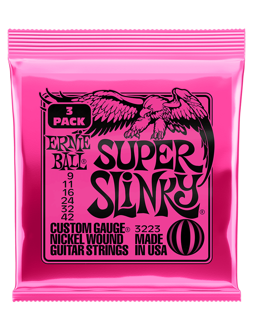 Ernie Ball® 3223 9-42 3Pack Super Slinky® Cuerdas Guitarra Eléctrica Nickel