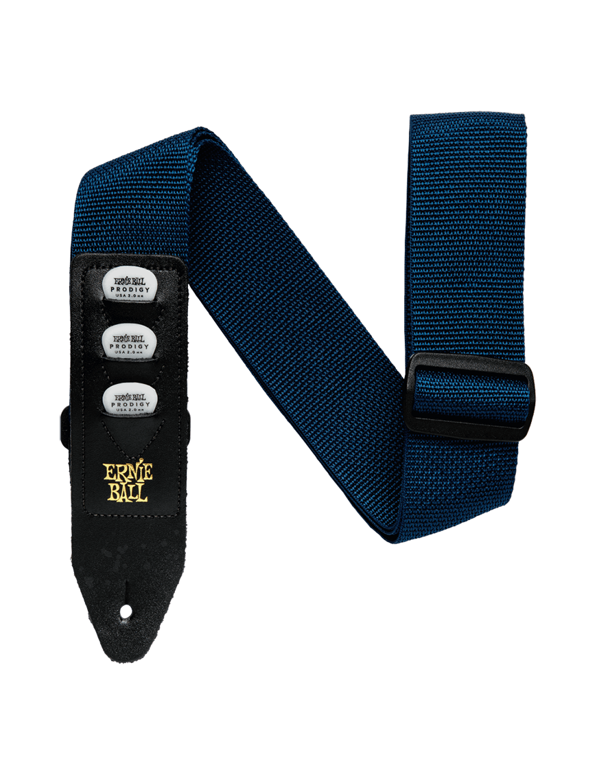 ERNIE BALL® 4236 Correas Guitarras 5cm con Portauñetas | Azul