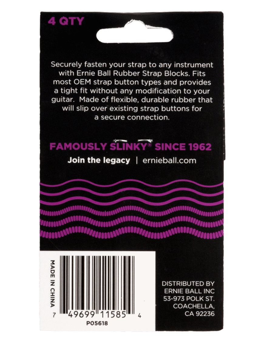ERNIE BALL® 5618 Bloqueo de Correa Púrpura Set: 4 Unidades