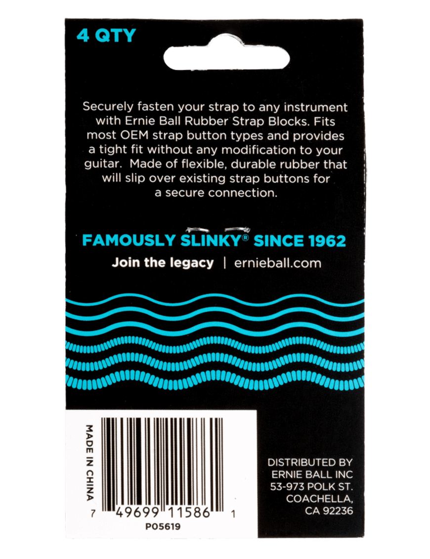 ERNIE BALL® 5619 Bloqueo de Correa Azul Set: 4 Unidades