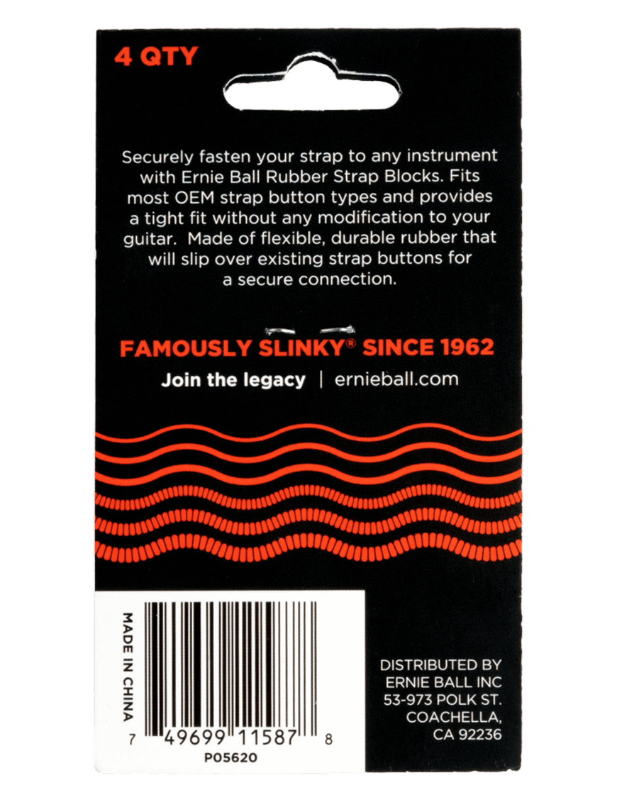 ERNIE BALL® 5620 Bloqueo de Correa Red Set: 4 Unidades
