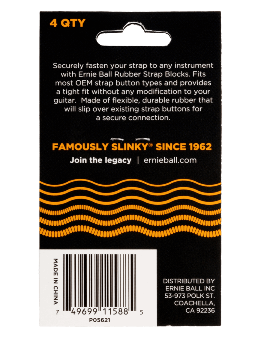 ERNIE BALL® 5621 Bloqueo de Correa Orange Set: 4 Unidades