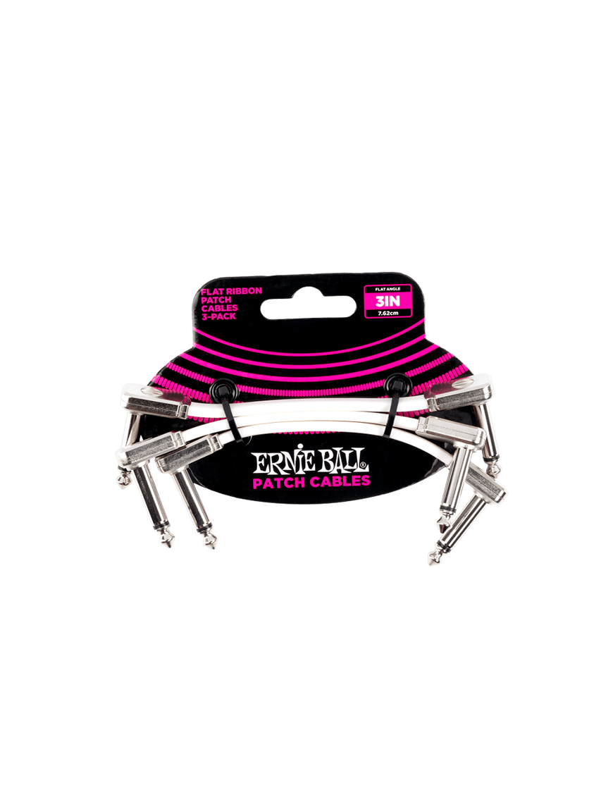 Ernie Ball® 6384 3-Pack Cables Pedales Flat Ribbon Plug ¼" L a Plug ¼" L White | 7.6Cm