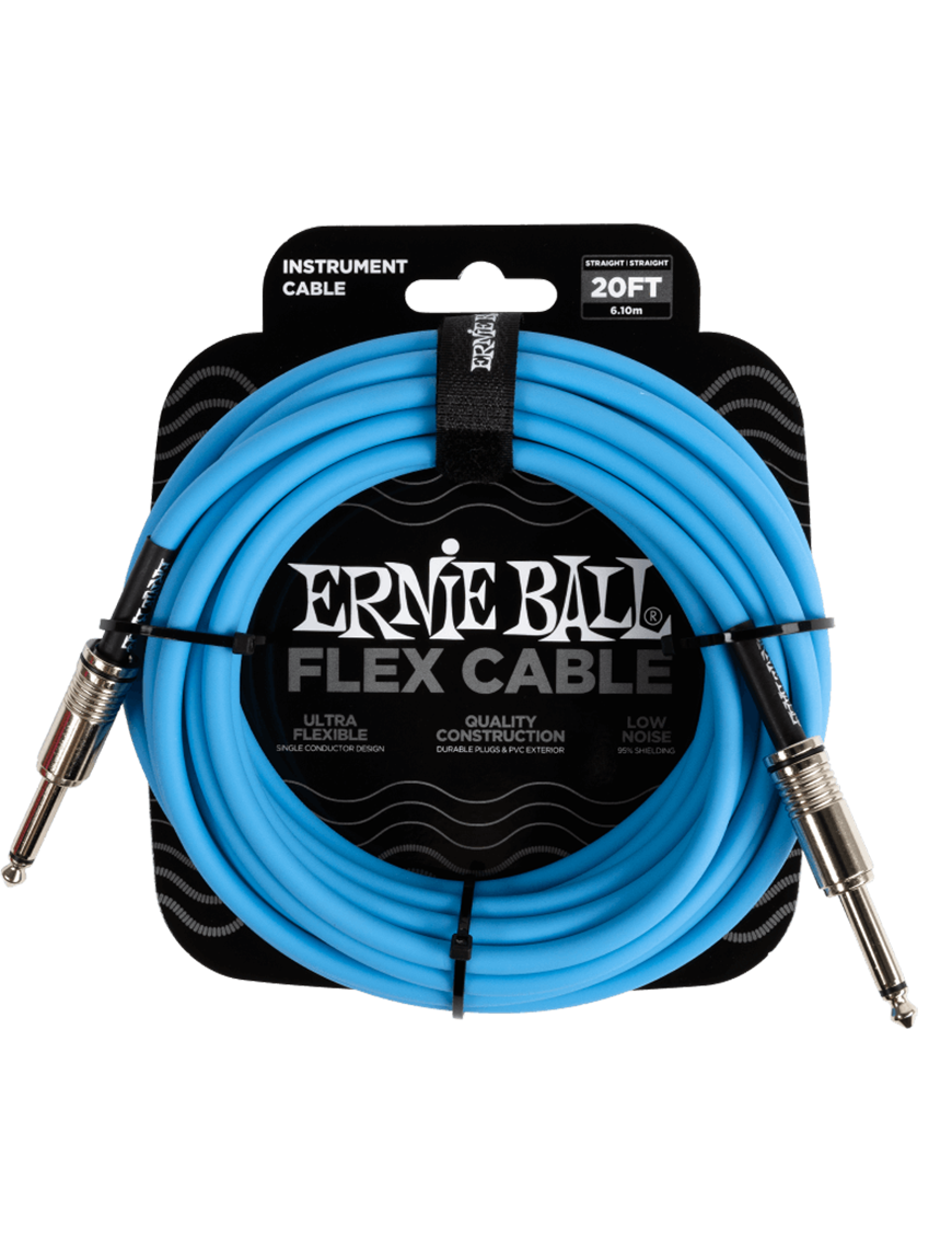 Ernie Ball® 6417 Blue Flex Cables Instrumentos Plug ¼" Recto a Plug ¼" Recto| 6.10Mt