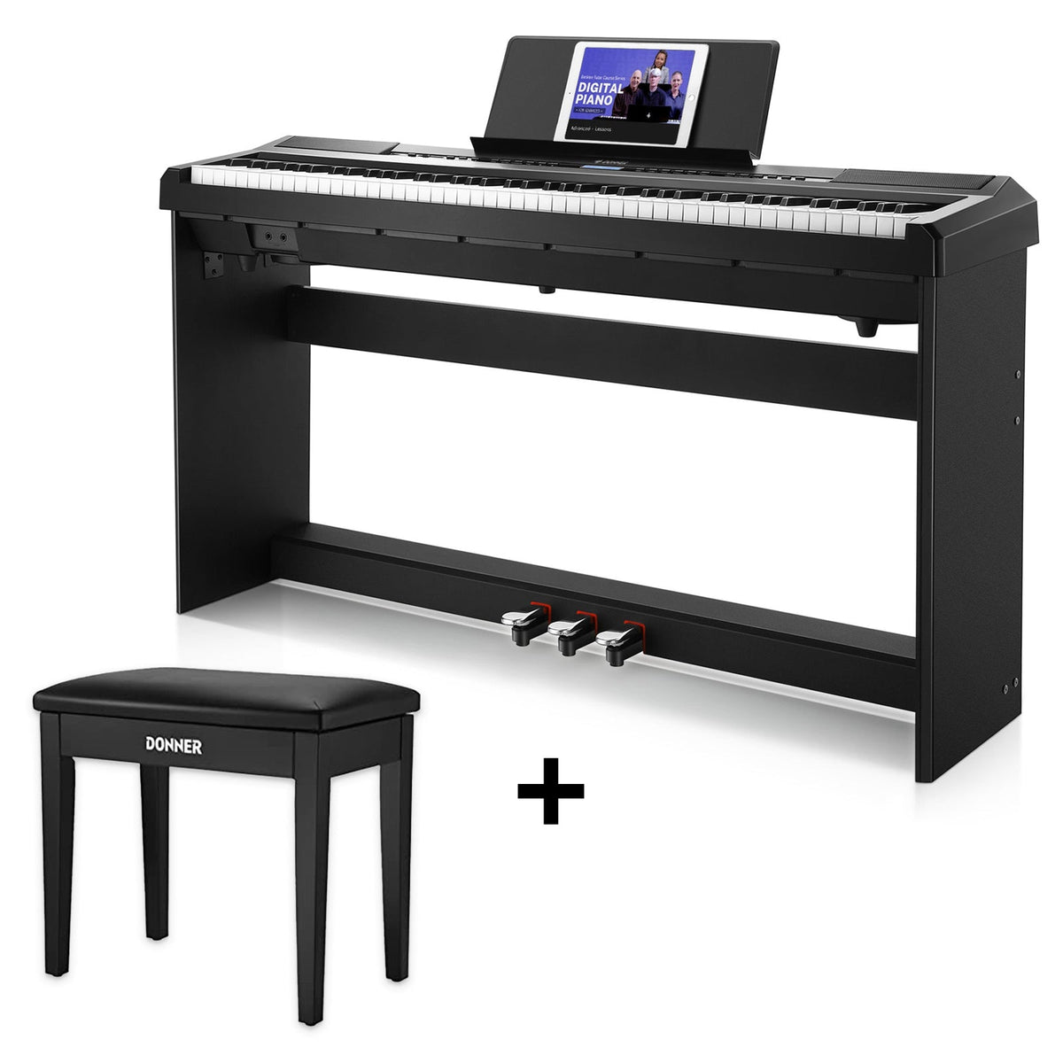 Donner DEP-20 Piano digital vertical de 88 teclas con pedal triple