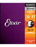 Elixir 11002 Cuerdas Guitarra Acústica Folk 6 Cuerdas Recubiertas 10-47 Extra Light Bronce 80/20 Nanoweb