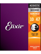 Elixir 11002 Cuerdas Guitarra Acústica Folk 6 Cuerdas Recubiertas 10-47 Extra Light Bronce 80/20 Nanoweb