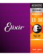 Elixir 11102 Cuerdas Guitarra Acústica Folk 6 Cuerdas Recubiertas 13-56 Medium Bronce 80/20 Nanoweb