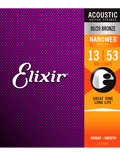 Elixir 11182 Cuerdas Guitarra Acústica Folk 6 Cuerdas Recubiertas 13-53 Hd Light Bronce 80/20 Nanoweb