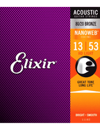 Elixir 11182 Cuerdas Guitarra Acústica Folk 6 Cuerdas Recubiertas 13-53 Hd Light Bronce 80/20 Nanoweb