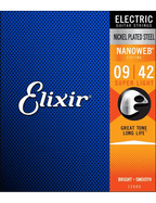 Elixir 12002 Cuerdas Guitarra Eléctrica 6 Cuerdas Recubiertas 9-42 Super Light Nickel Plated Steel Nanoweb