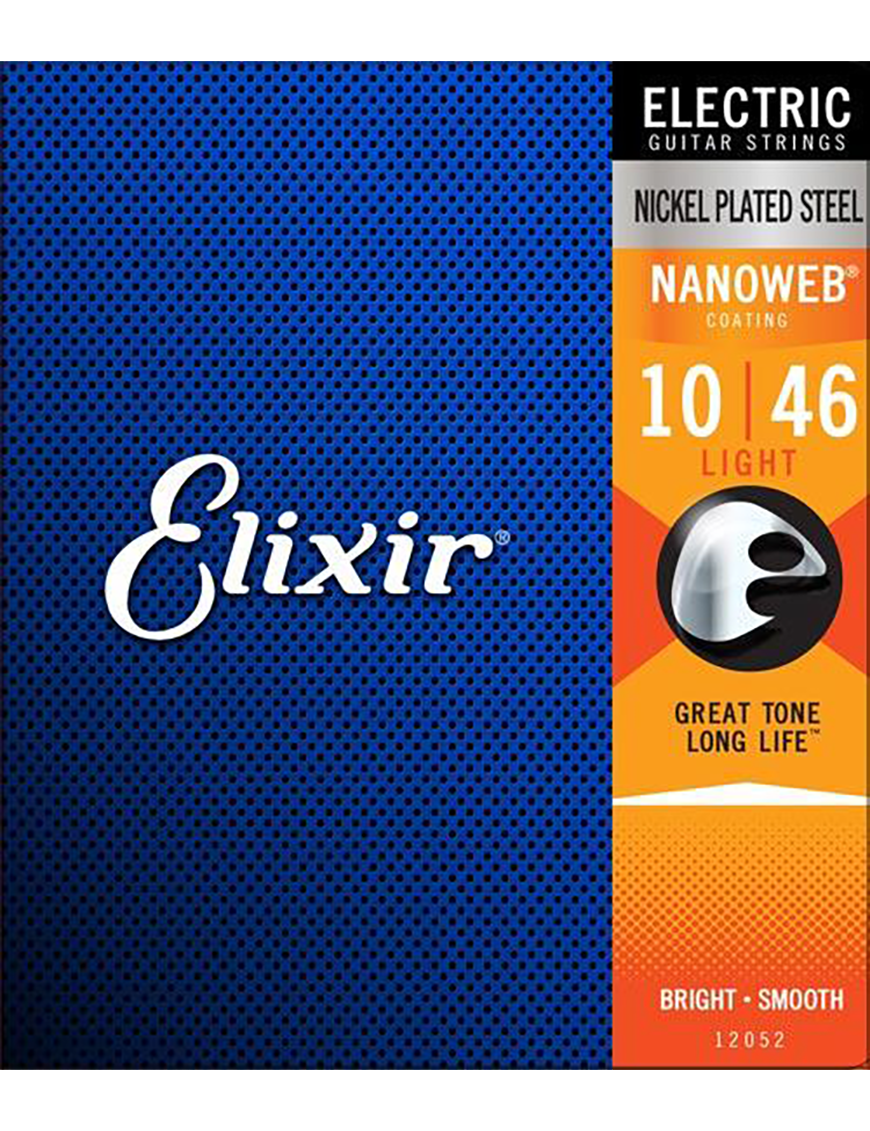 Elixir® 12052 10-46 NANOWEB® Cuerdas Guitarra Eléctrica Recubierta Light Nickel Plated Steel