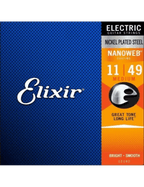 Elixir 12102 Cuerdas Guitarra Eléctrica 6 Cuerdas Recubiertas 11-49 Medium Nickel Plated Steel Nanoweb