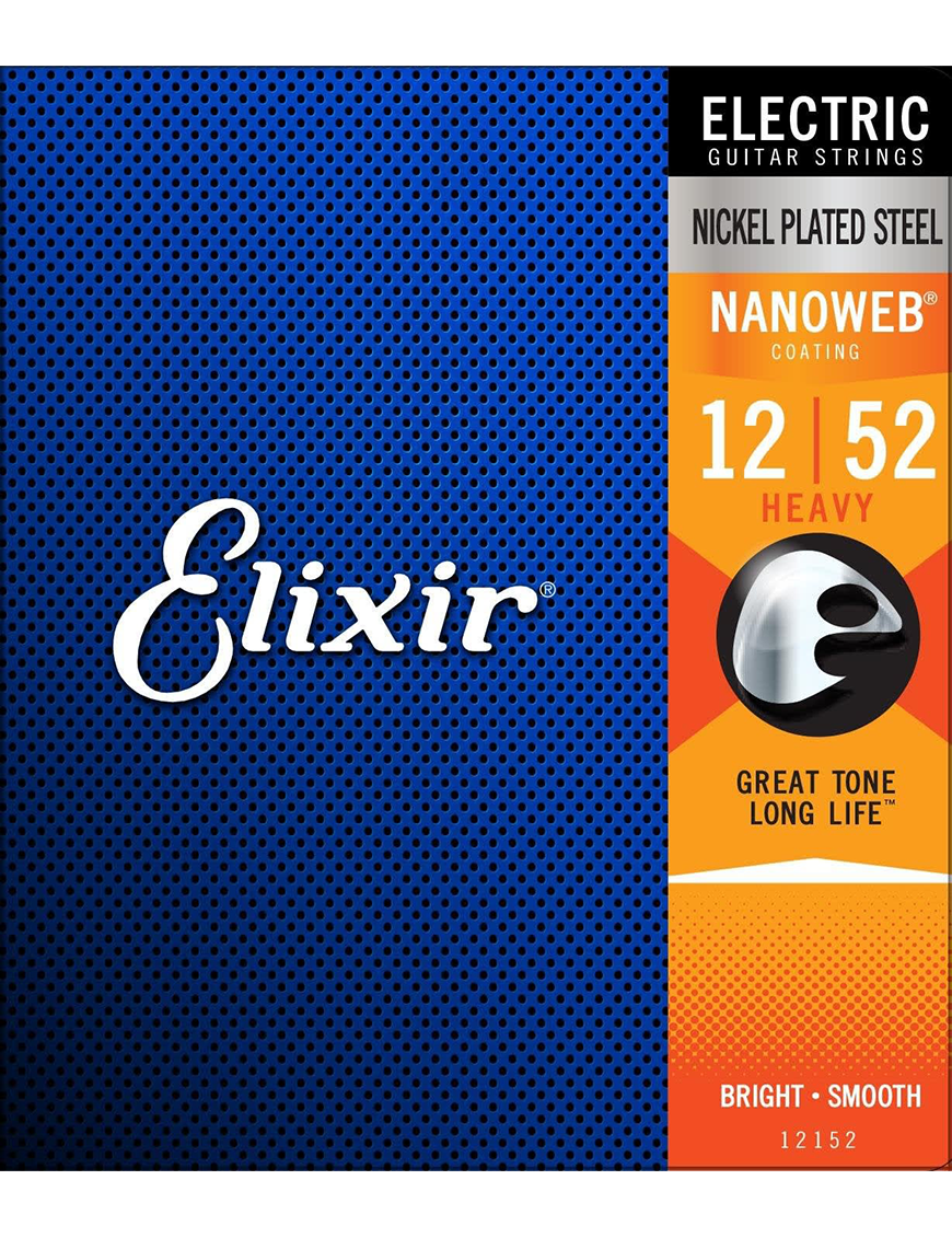 Elixir® 12152 12-52 NANOWEB® Cuerdas Guitarra Eléctrica Recubiertas Heavy Nickel Plated Steel