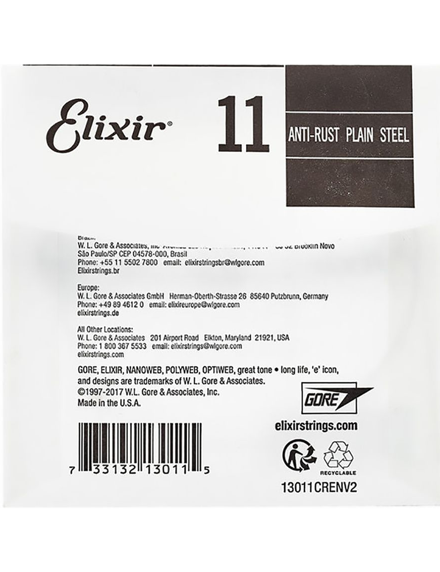 Elixir® 13011 Cuerda Guitarra Suelta .011 Plain Steel