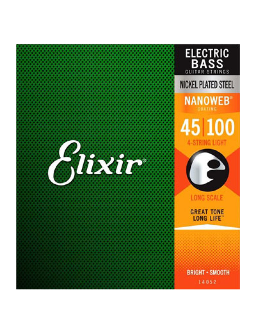 Elixir® 14052 45-100 NANOWEB® Cuerdas Bajo Eléctrico Recubiertas Light Nickel Plated Steel