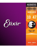 Elixir 16002 Cuerdas Guitarra Acústica Folk 6 Cuerdas Recubiertas 10-47 Extra Light Phosphor Bronze Nanoweb