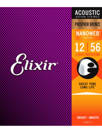 Elixir® 16077 12-56 NANOWEB® Cuerdas Guitarra Acústica Recubiertas Med Light Phosphor Bronze