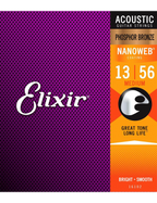 Elixir® 16102 13-56 NANOWEB® Cuerdas Guitarra Acústica Recubiertas Medium Phosphor Bronze